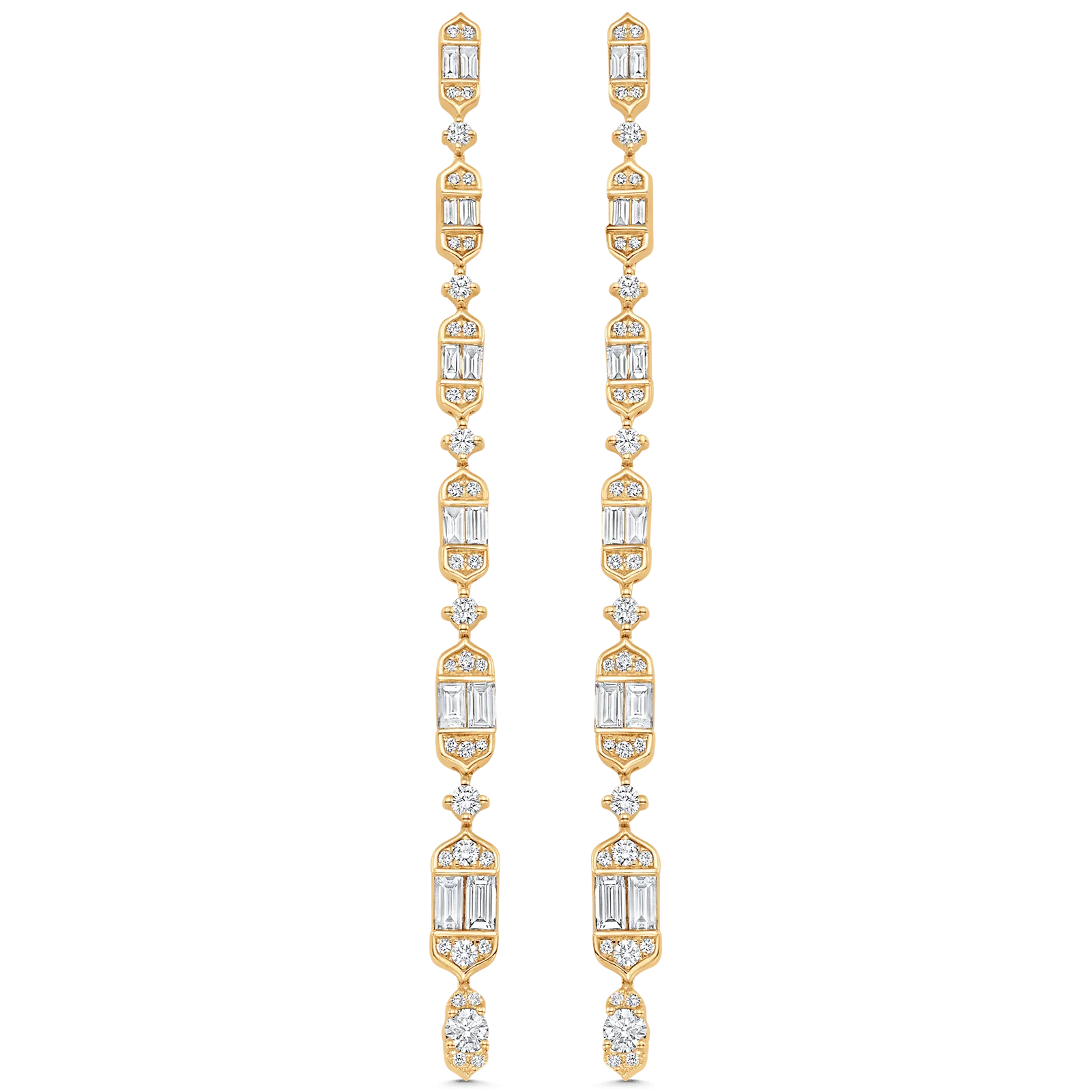 Vertical Diamond Drop Earrings - Taj Baguette