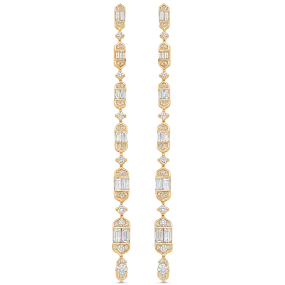 Vertical Diamond Drop Earrings - Taj Baguette