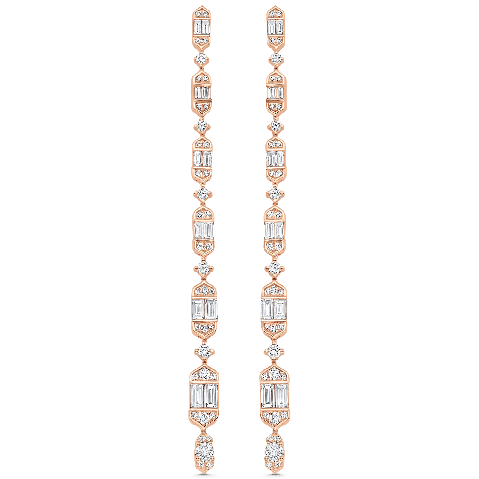 Vertical Diamond Drop Earrings - Taj Baguette