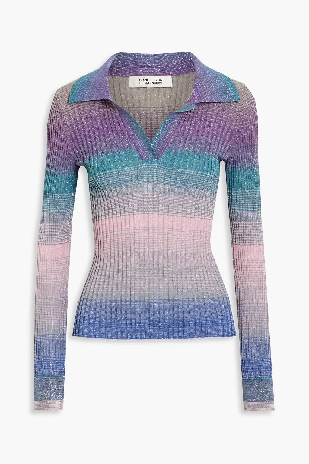 Tie-dye V-Neck Striped Casual Nylon Rib Street Style Top by DIANE von FURSTENBERG