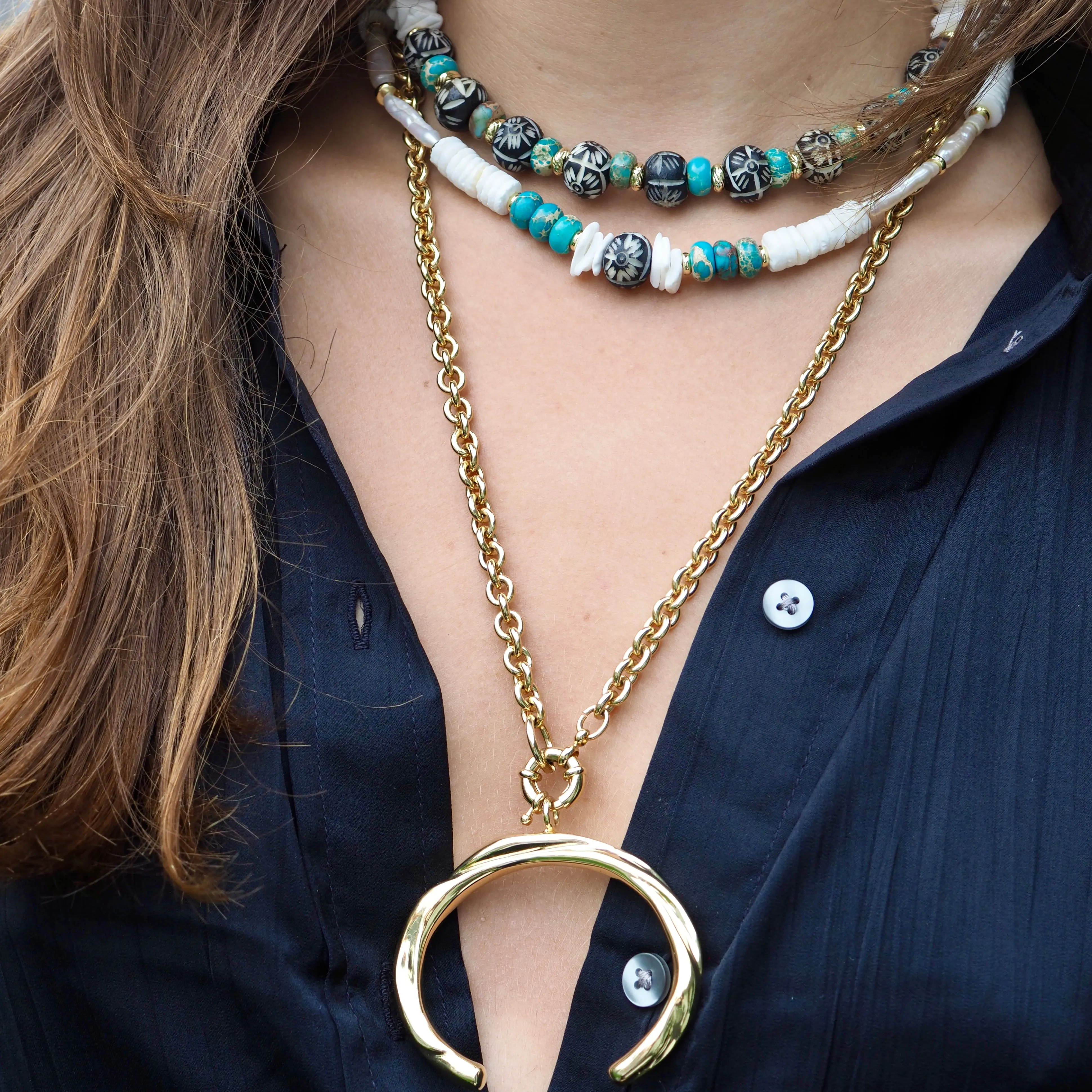 Petra Dual Crescent Statement Necklace