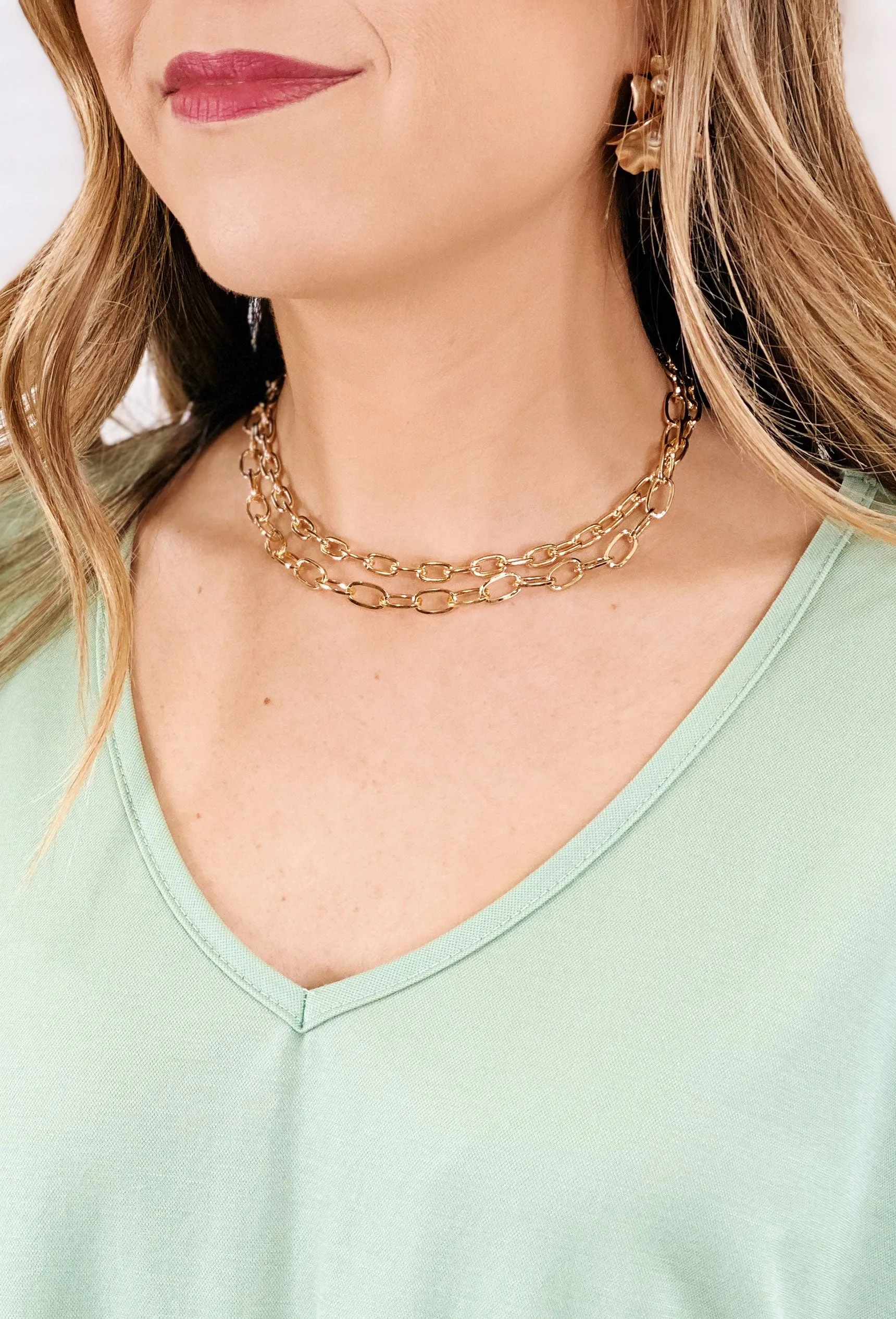 Golden Dual Chain Link Necklace