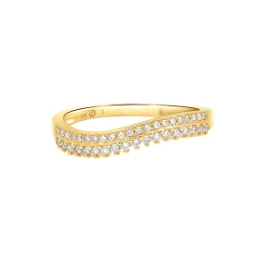 Two Row Diamond Curved Ring