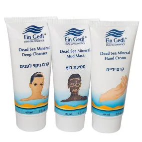 Women's Set: Black Mud Mask, Hand Cream & Deep Cleanser - 60ml by Ein Gedi Dead Sea