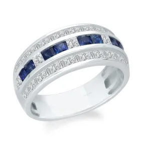 Diamond Sapphire White Gold Ring