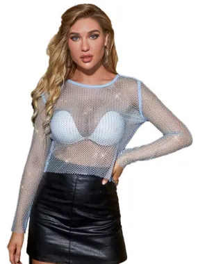 Embellish Sheer Women Crop Top