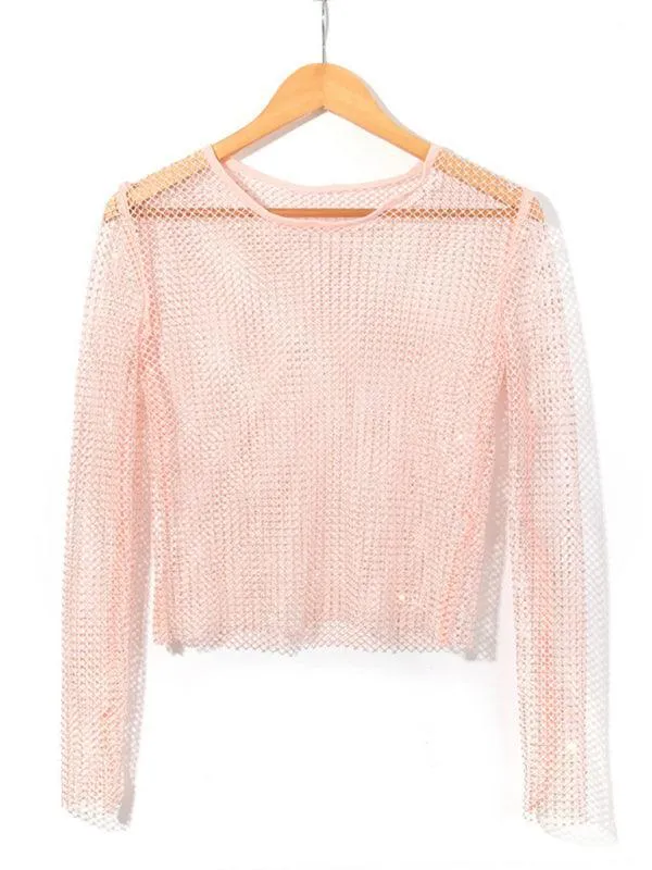 Embellish Sheer Women Crop Top