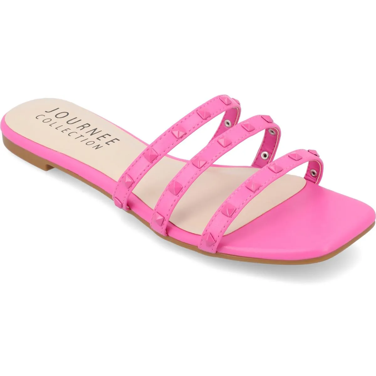 Women's Faux Leather Embellished Slide Sandals