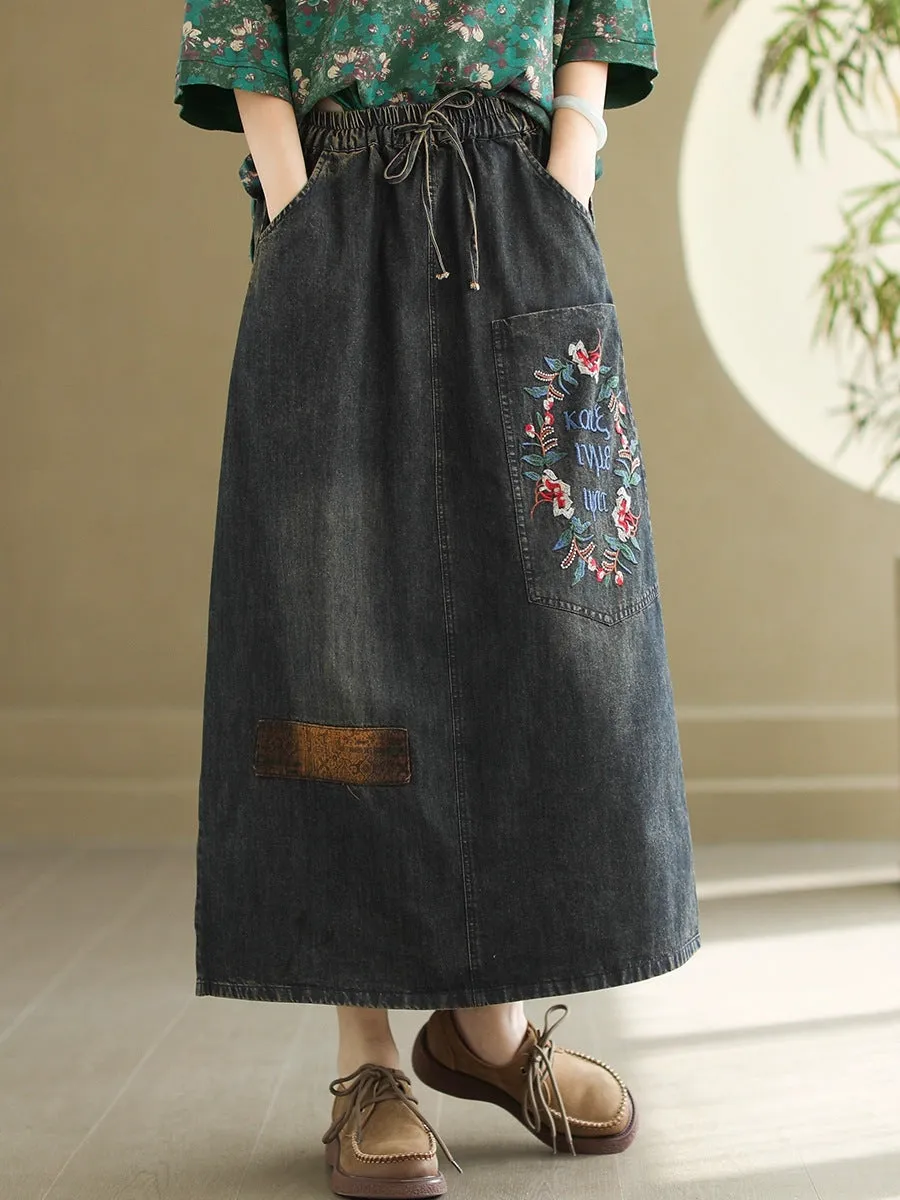 Women Artsy Denim Skirt PA1009