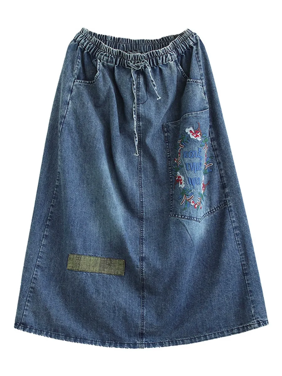 Women Artsy Denim Skirt PA1009