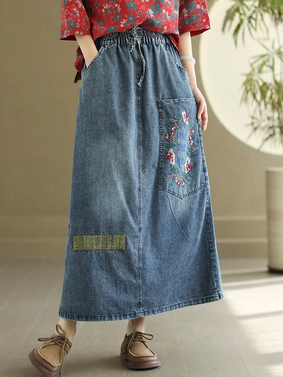 Women Artsy Denim Skirt PA1009