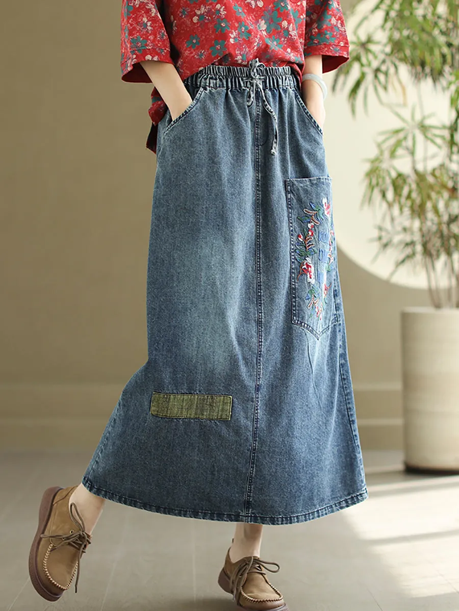 Women Artsy Denim Skirt PA1009