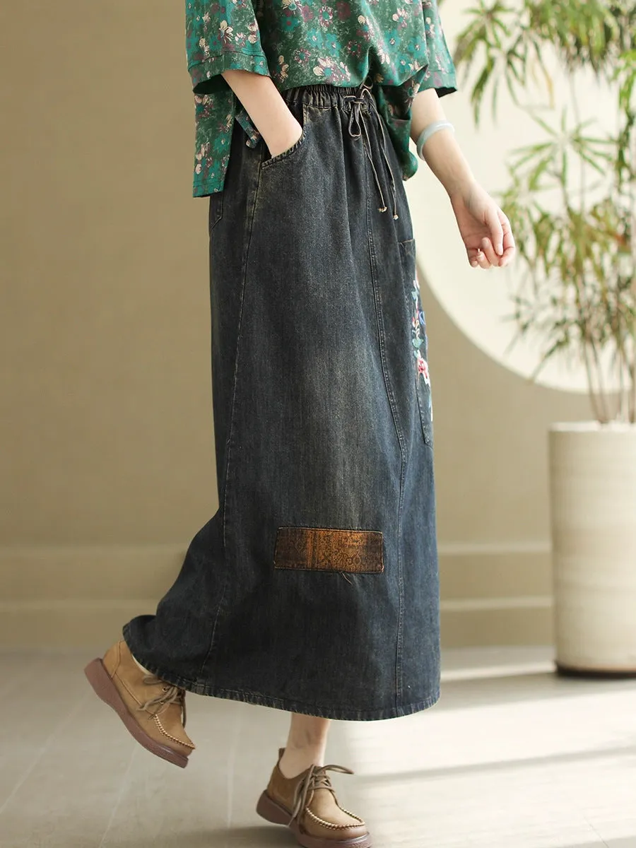 Women Artsy Denim Skirt PA1009