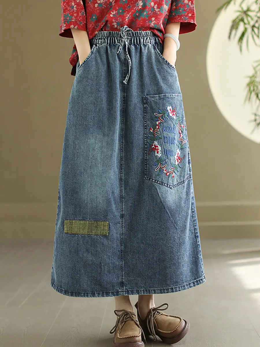 Women Artsy Denim Skirt PA1009