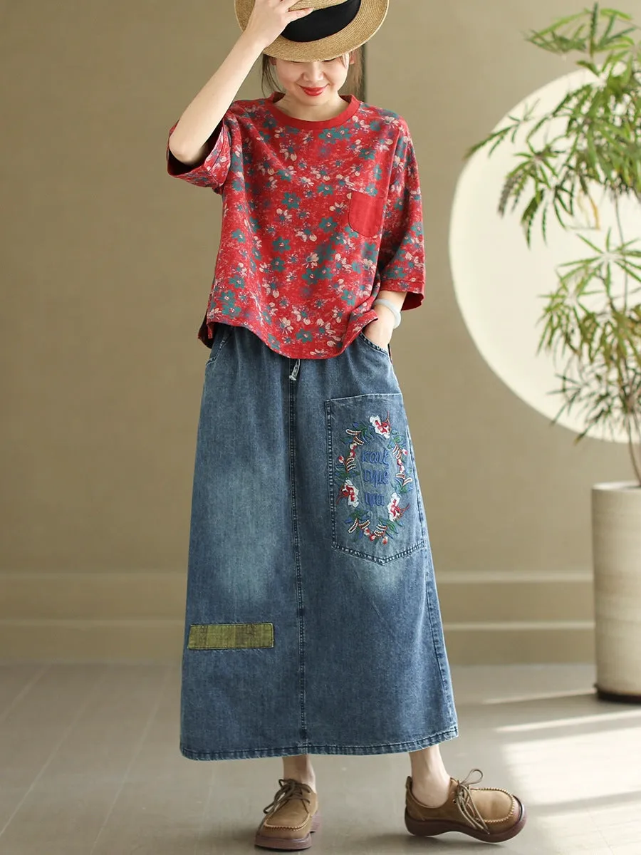 Women Artsy Denim Skirt PA1009