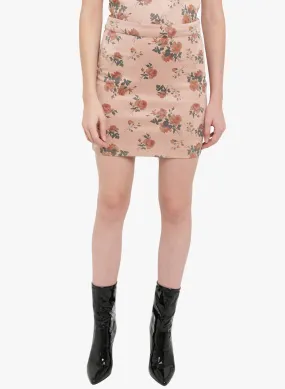 Eva Printed Suede Fitted Mini Skirt