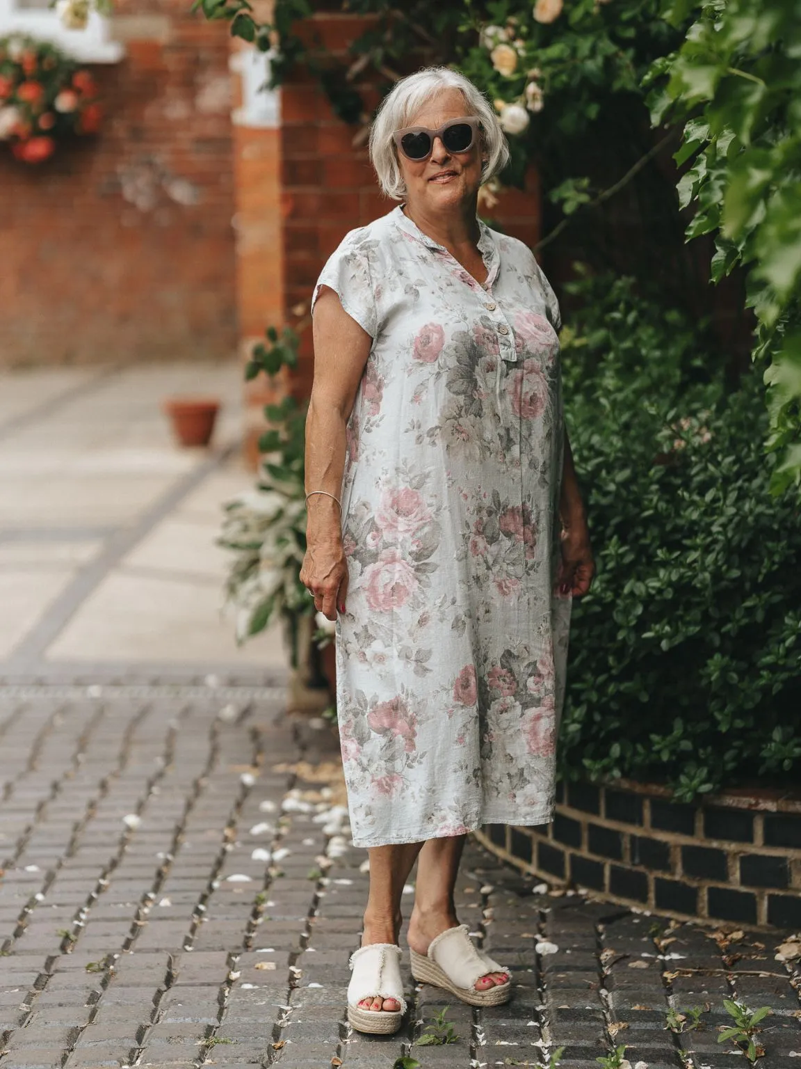 Natural Faded Floral Dress Sofia