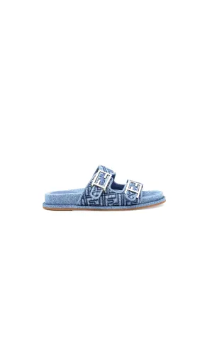 Denim Fendi Feel FF Slides