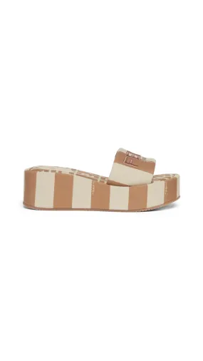 Fendi Beige White Platform Slides