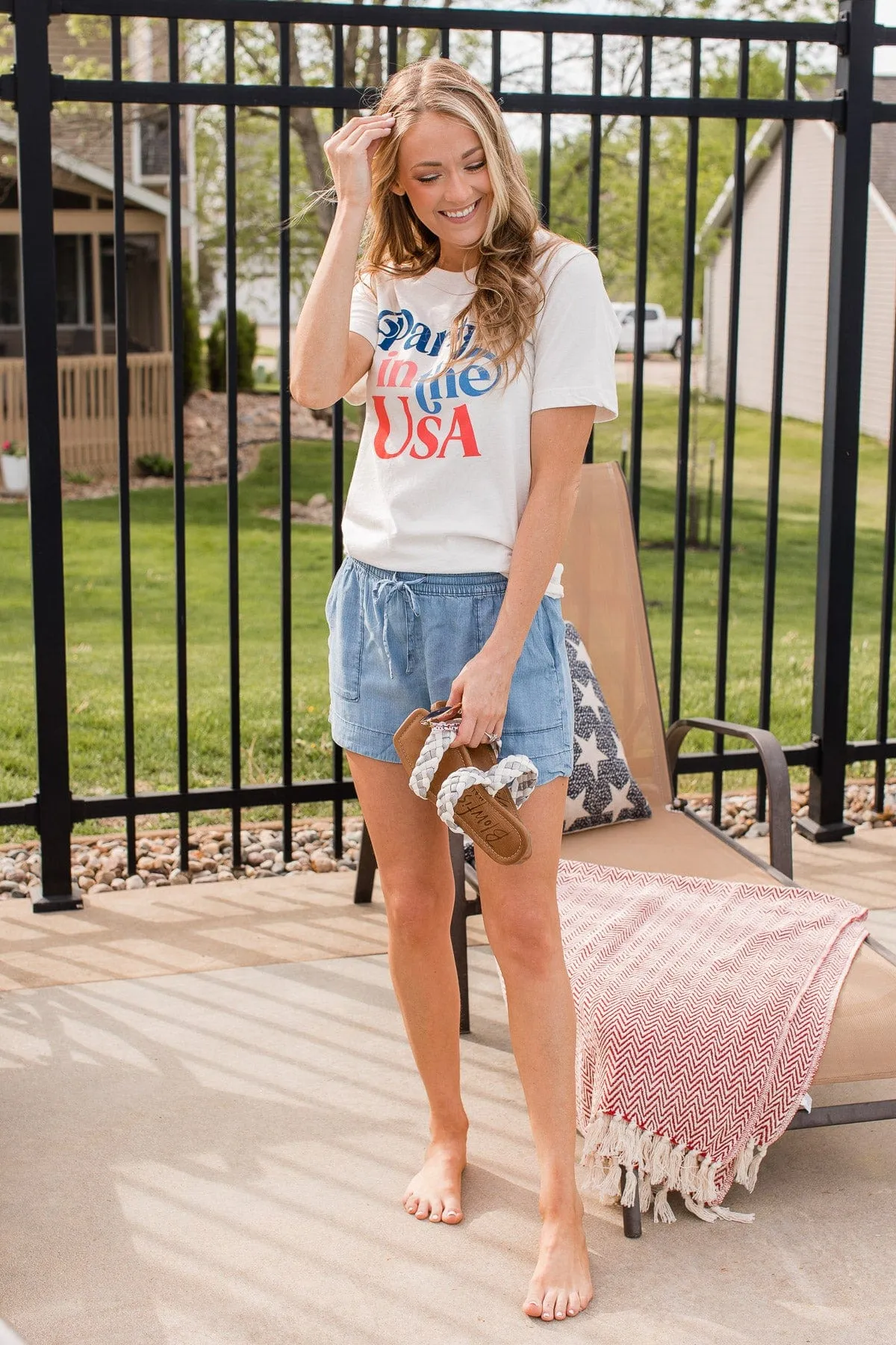 Ava Denim Drawstring Shorts