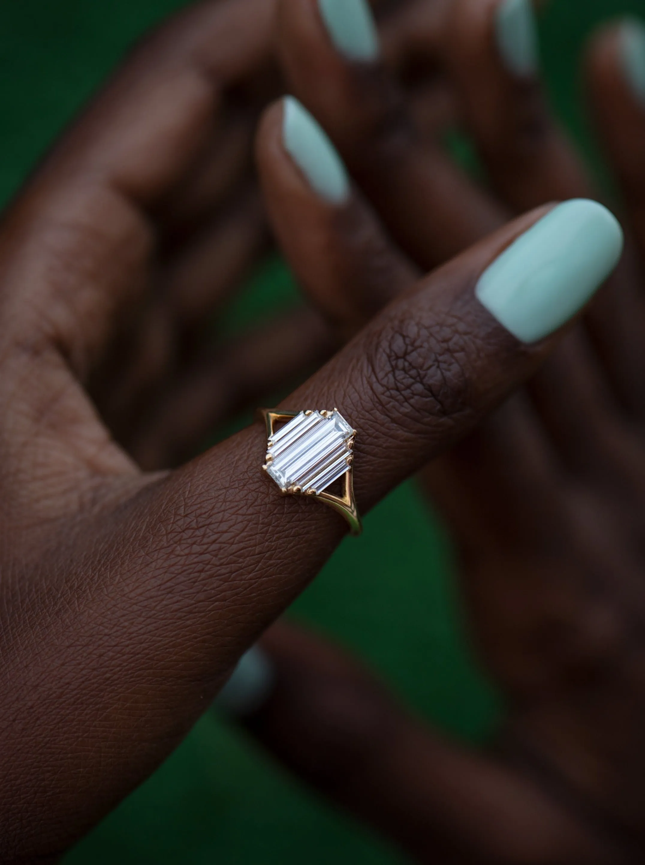 Symmetry Engagement Ring - Five Baguette Cut Diamonds