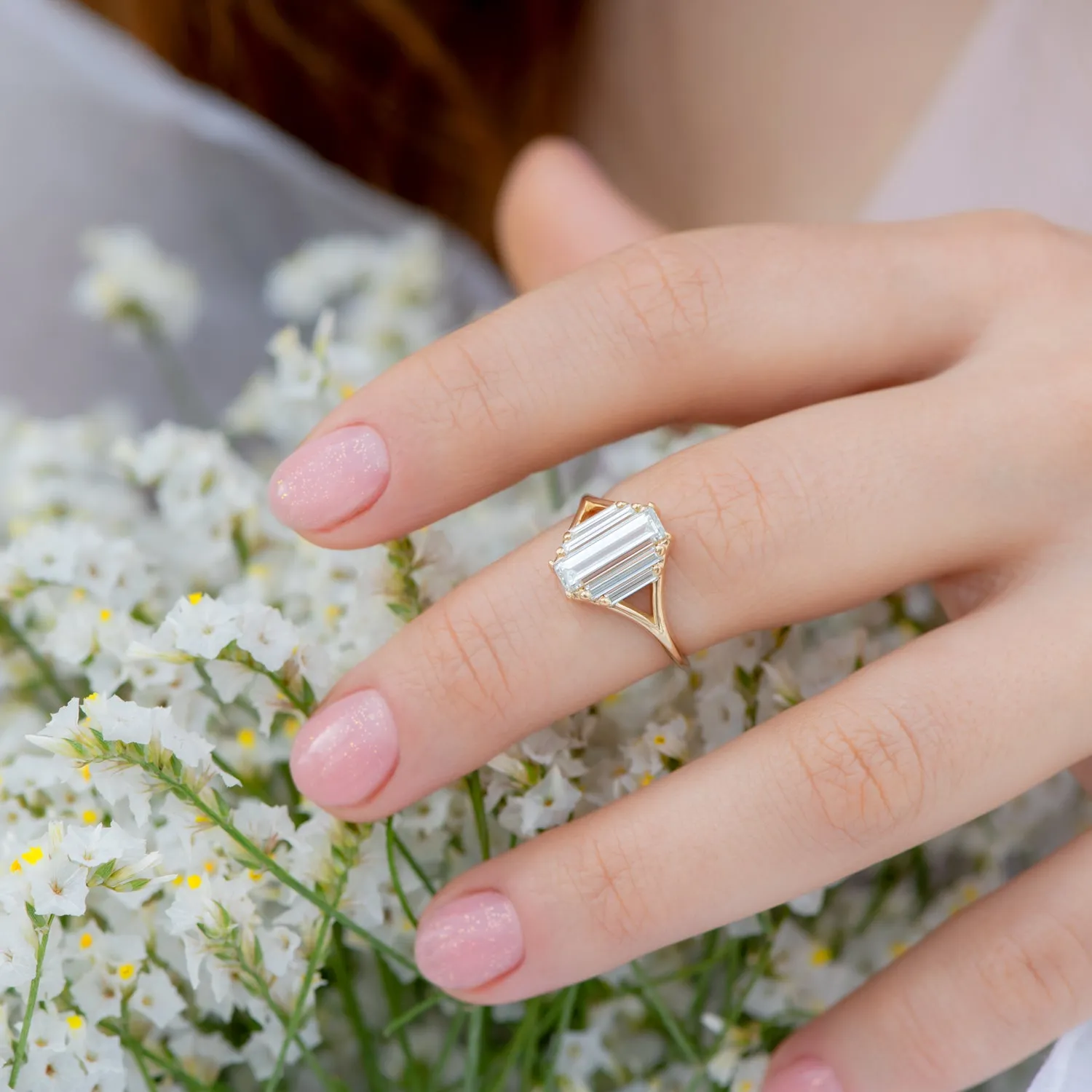 Symmetry Engagement Ring - Five Baguette Cut Diamonds