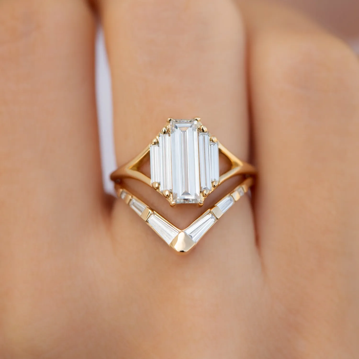 Symmetry Engagement Ring - Five Baguette Cut Diamonds