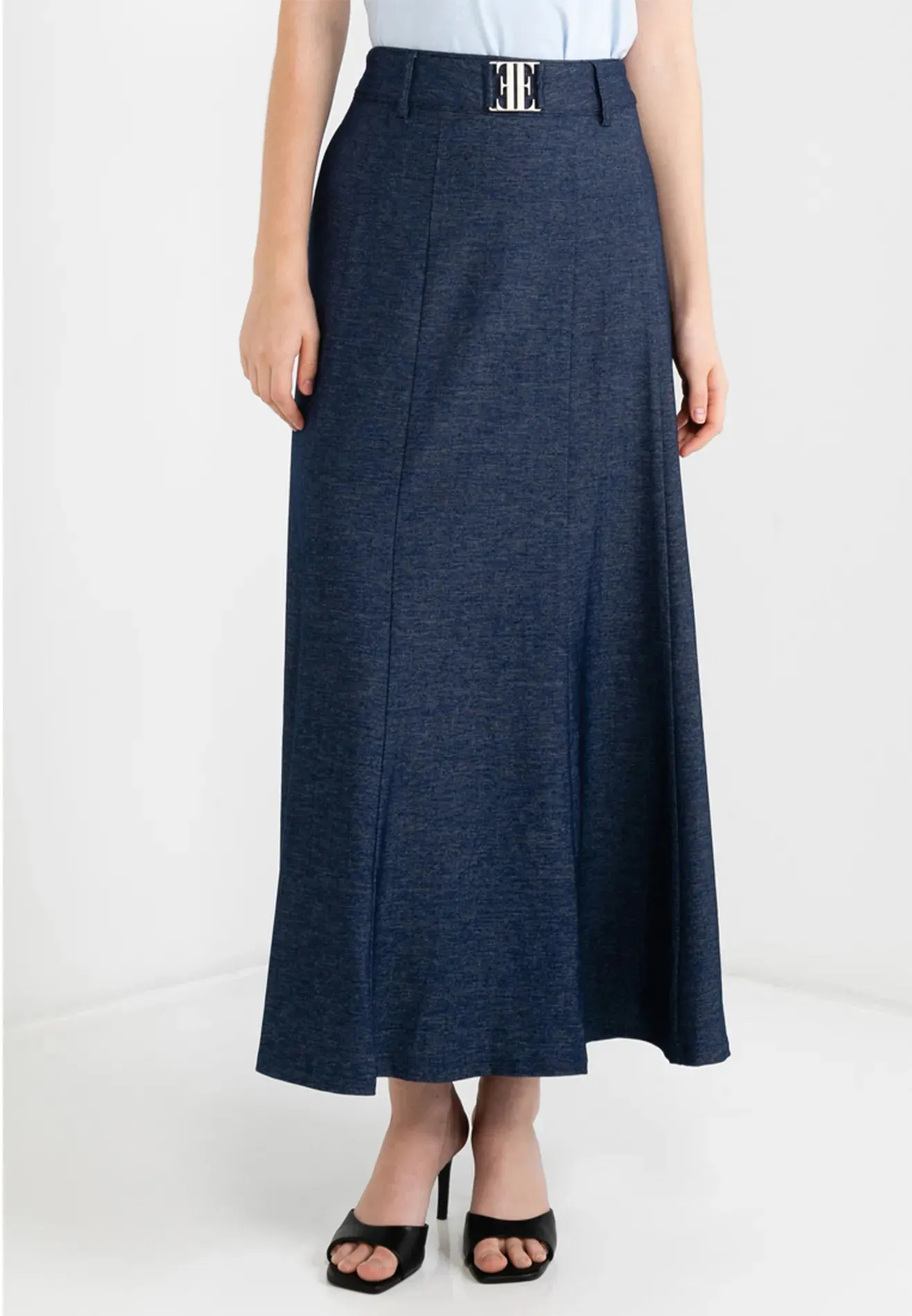 Flare Maxi Skirt Denim Logo