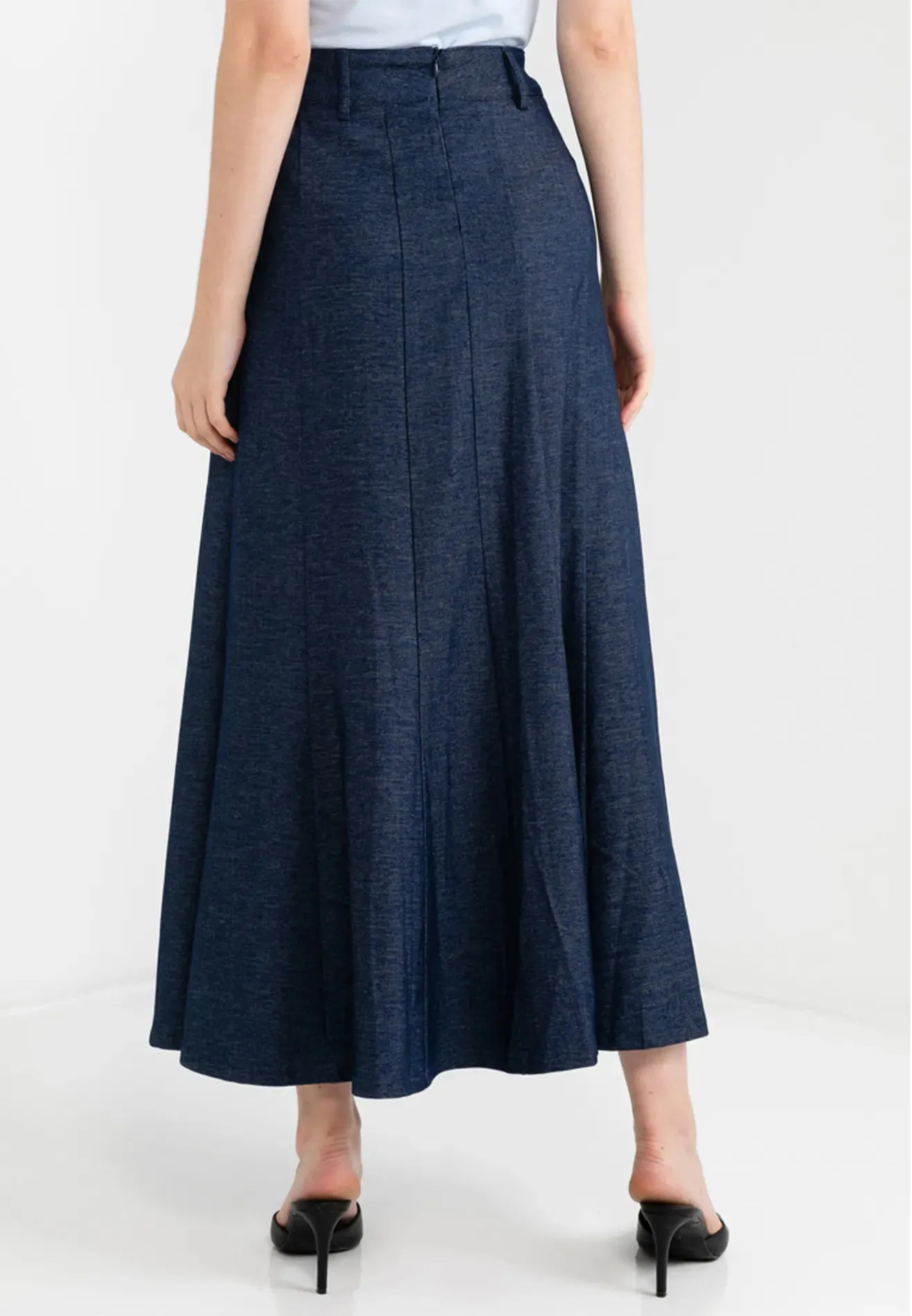 Flare Maxi Skirt Denim Logo