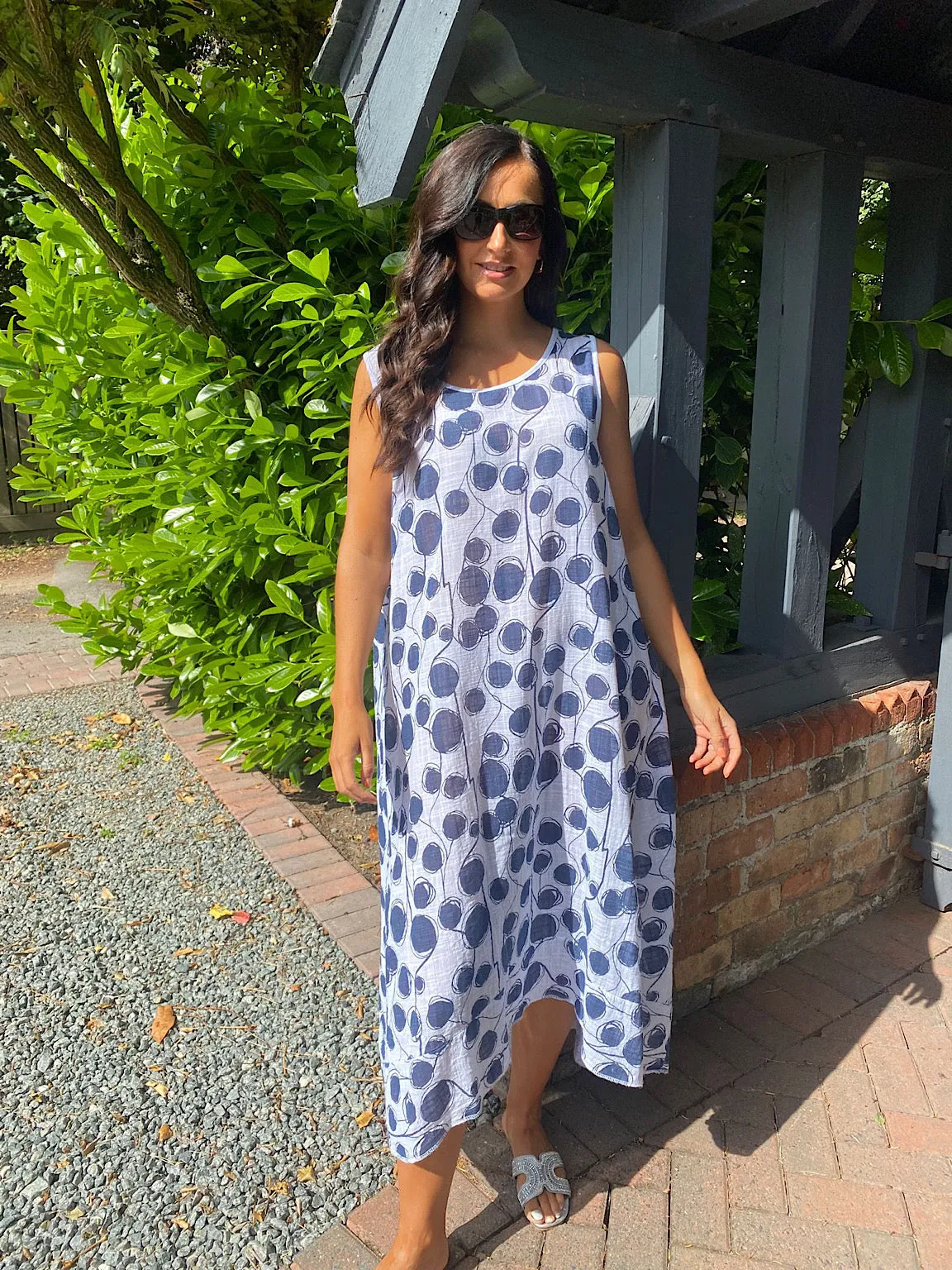 Polka Dot Sketch Print Dress Blossom