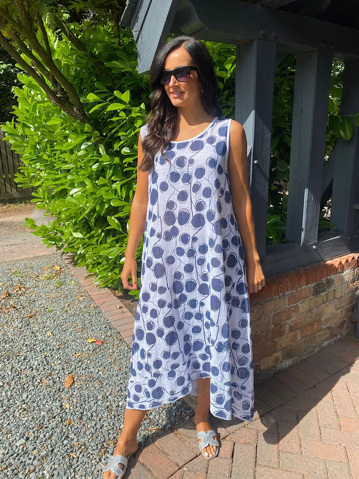 Polka Dot Sketch Print Dress Blossom