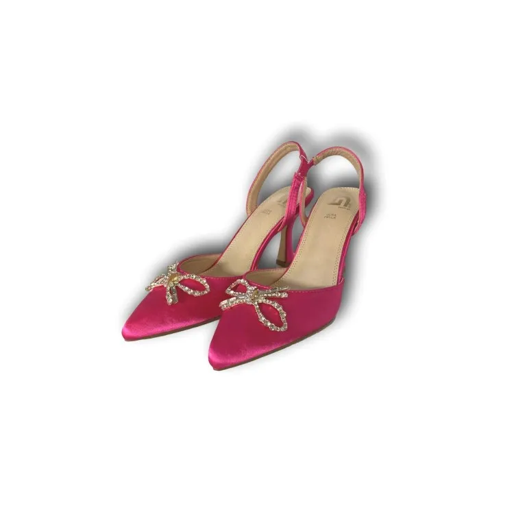 Gold & Gold GD567 Jewel Decollete Sling Back Medium Heel Fuchsia