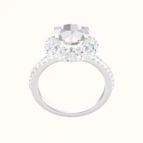 Double Prong Head Waterfall Halo Half Pave Engagement Ring