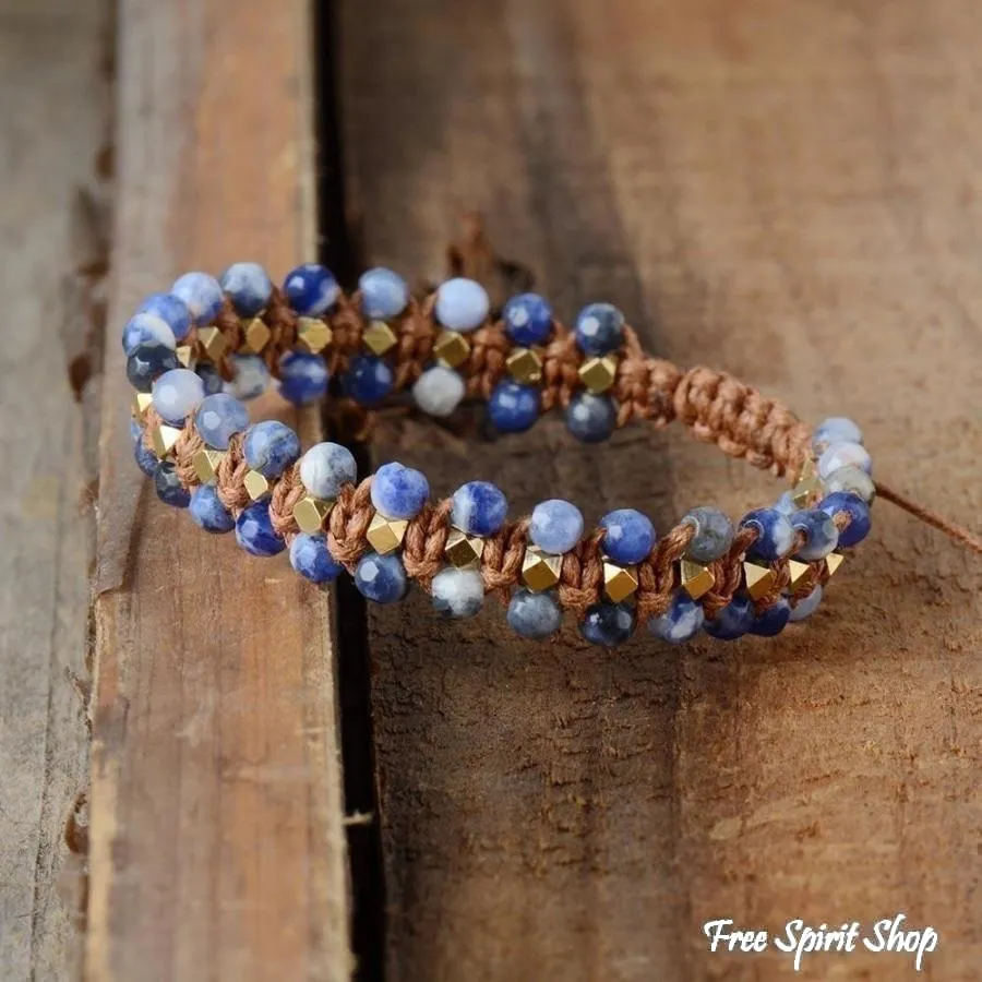 Natural Sodalite Wrap Bracelet Handcrafted