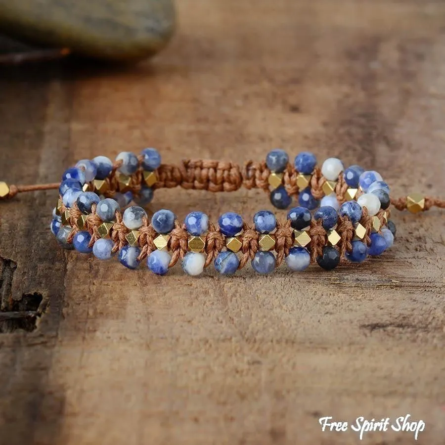 Natural Sodalite Wrap Bracelet Handcrafted