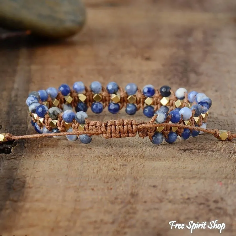 Natural Sodalite Wrap Bracelet Handcrafted