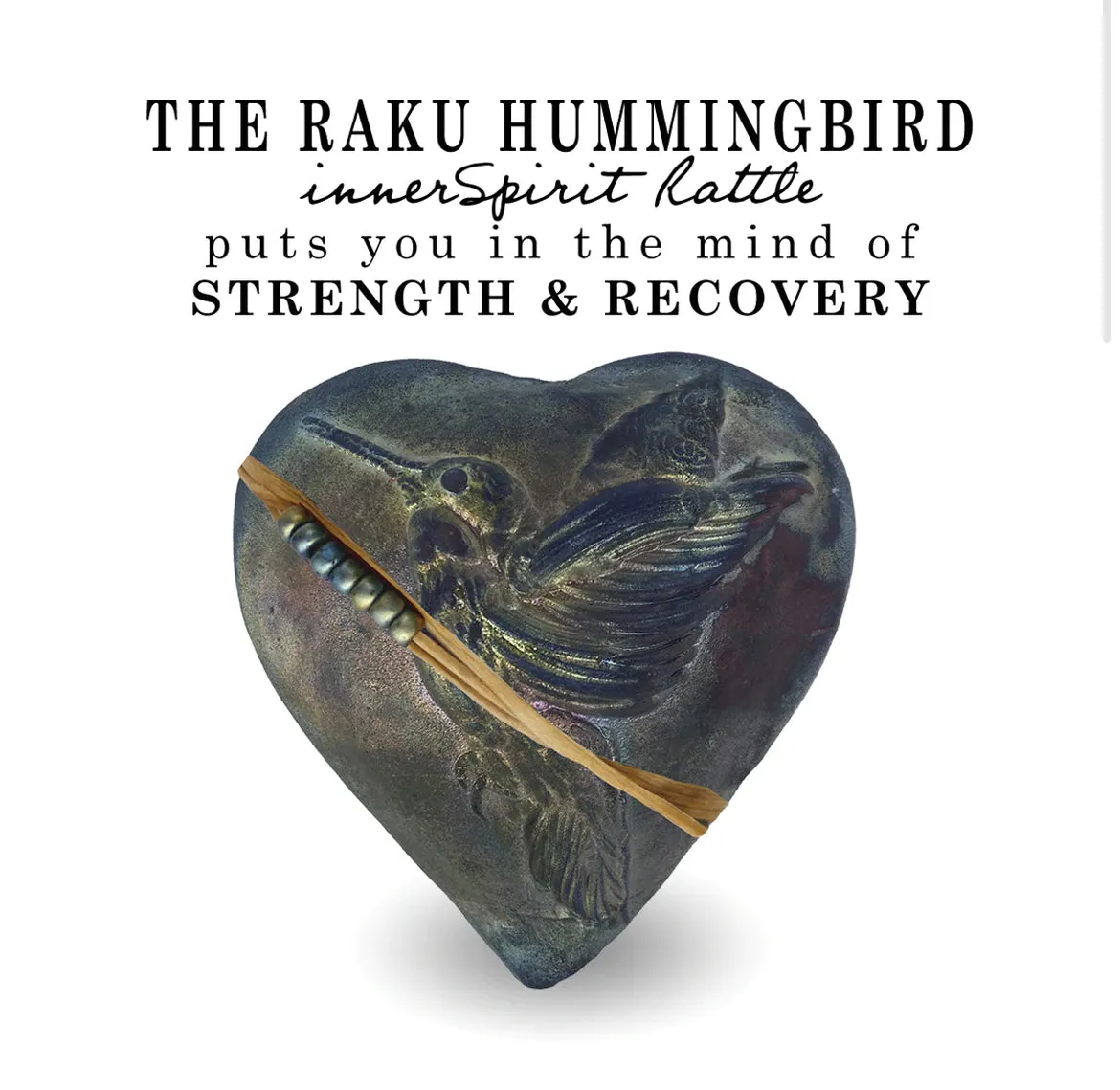 Raku Heart-shaped Hummingbird Whisperer Rattle