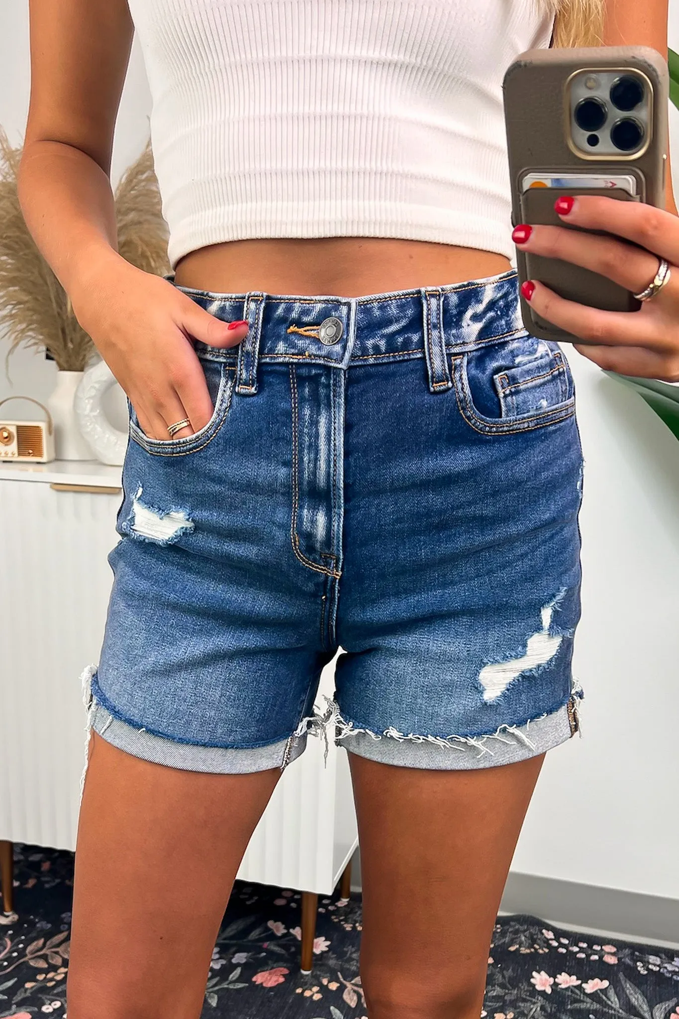 Edgy Distressed Denim Shorts with Raw Hem