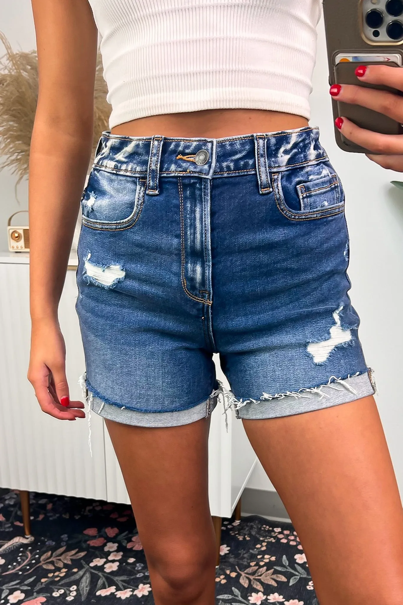 Edgy Distressed Denim Shorts with Raw Hem