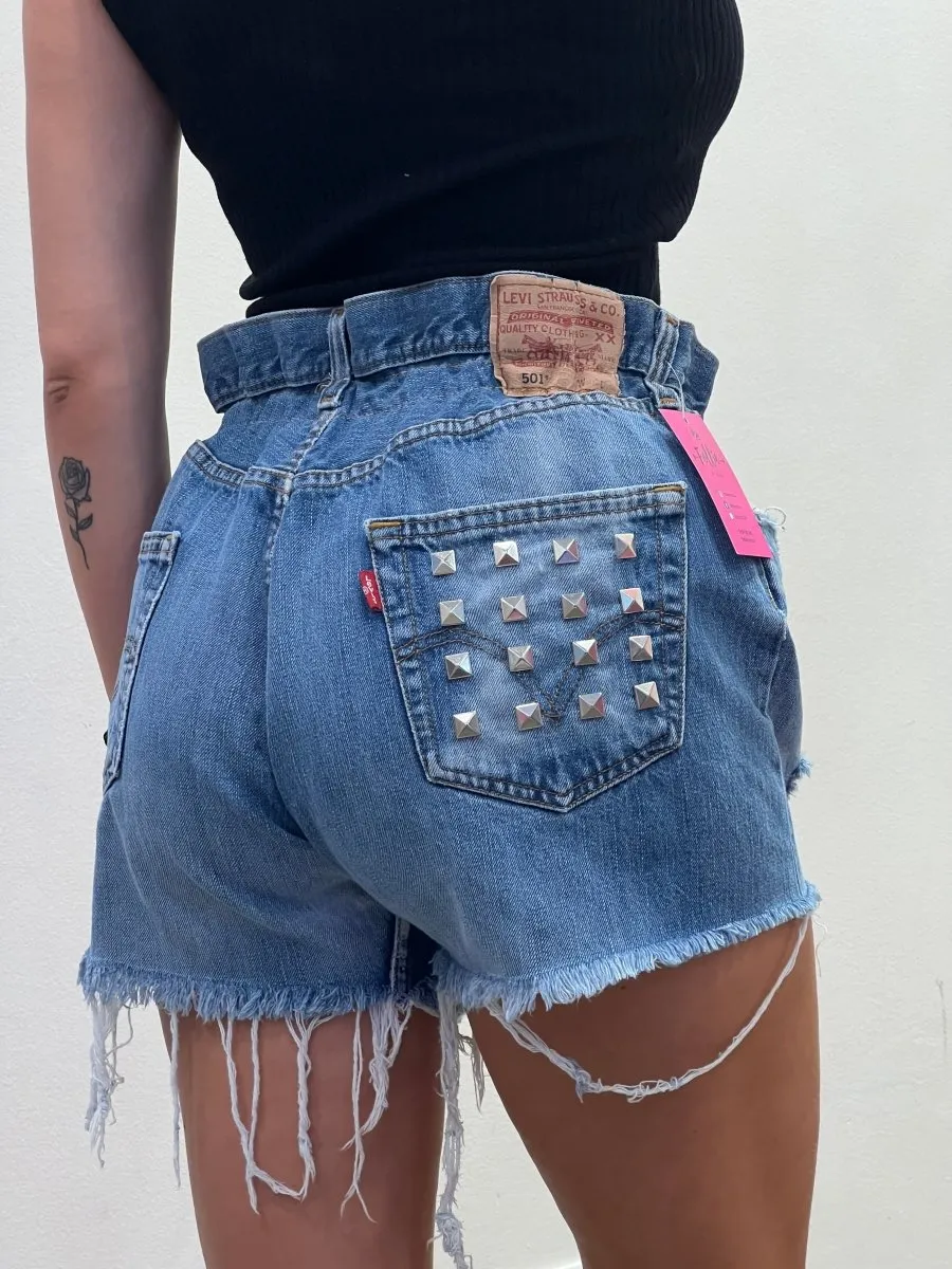 Levi's Vintage Denim Shorts with Pyramid Studs