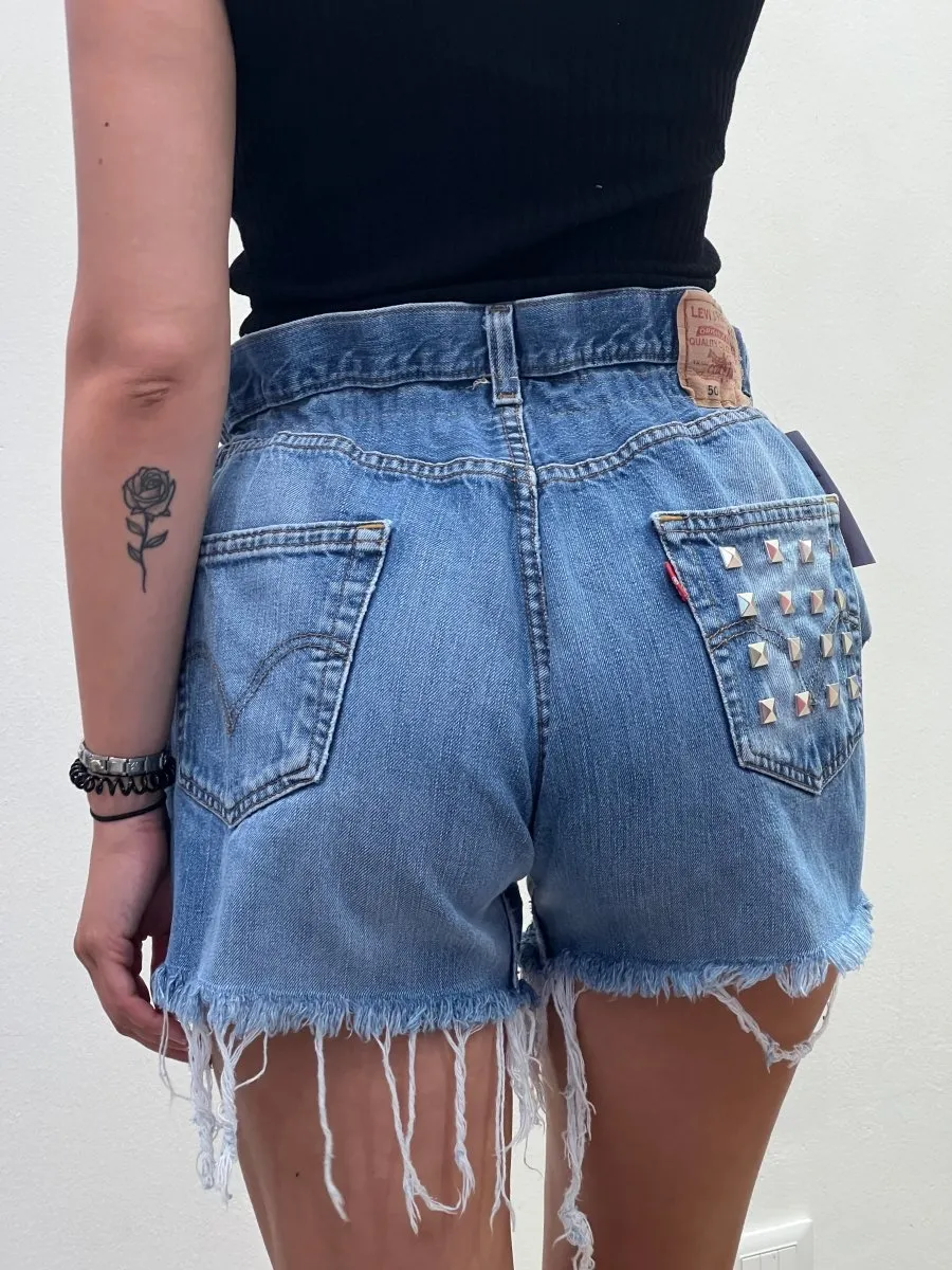 Levi's Vintage Denim Shorts with Pyramid Studs