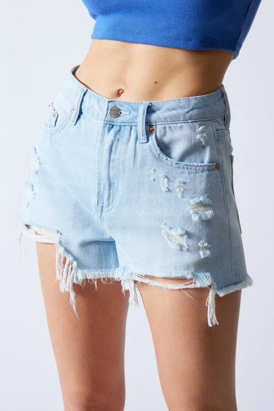 Distressed Denim Shorts