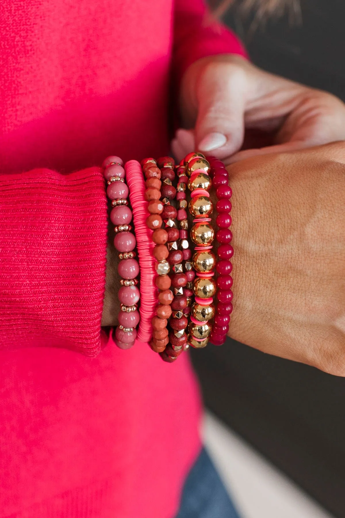 Hot Pink Stackable Bracelet Set