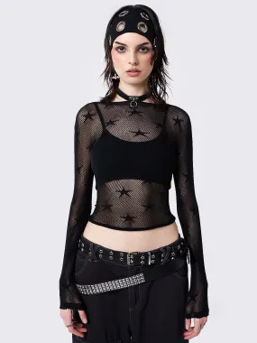 Stars Fishnet Long Sleeve Top