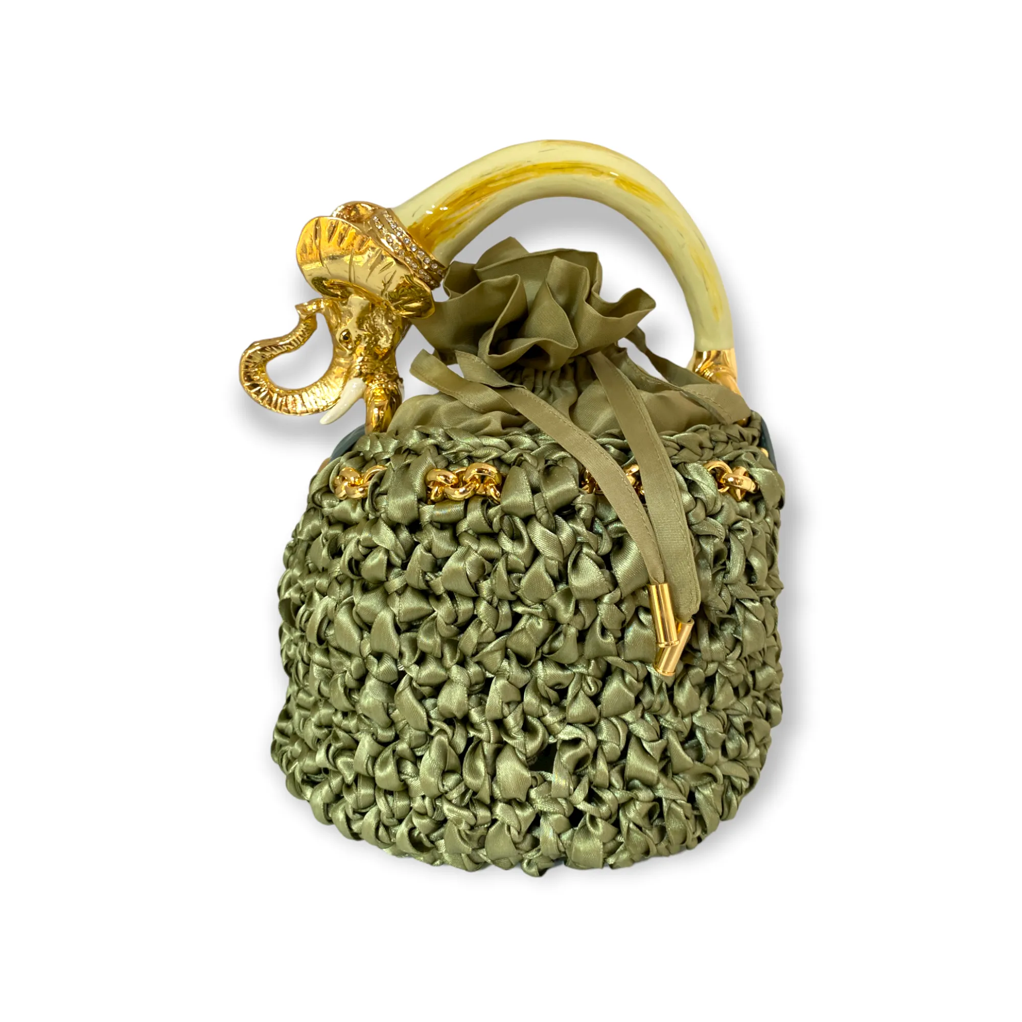 Italian Elephant Embellished Handle Bucket