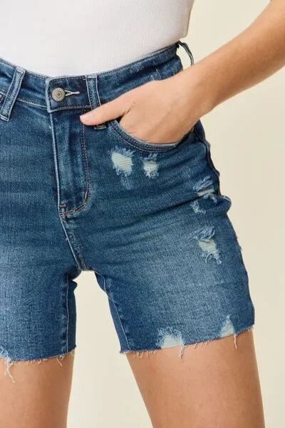 Full Size Tummy Control High Waist Denim Shorts