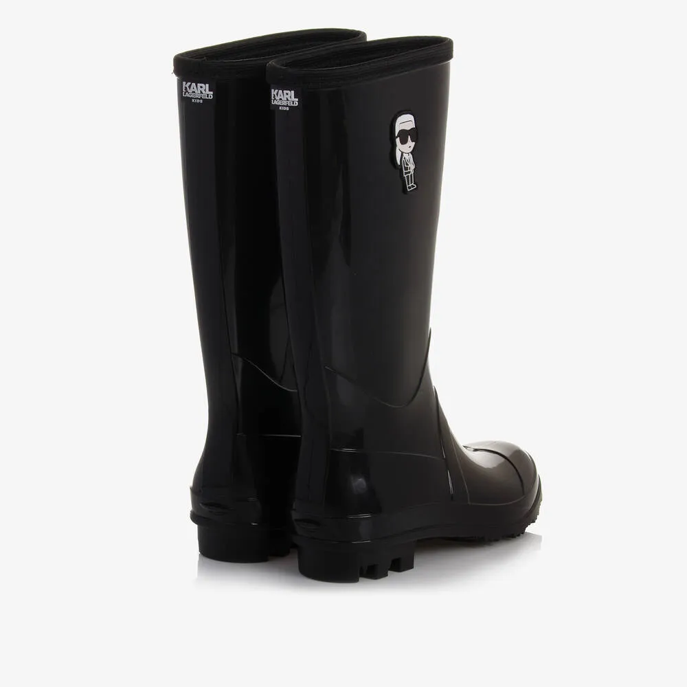 Karl Ikonik Black Rain Boots for Girls