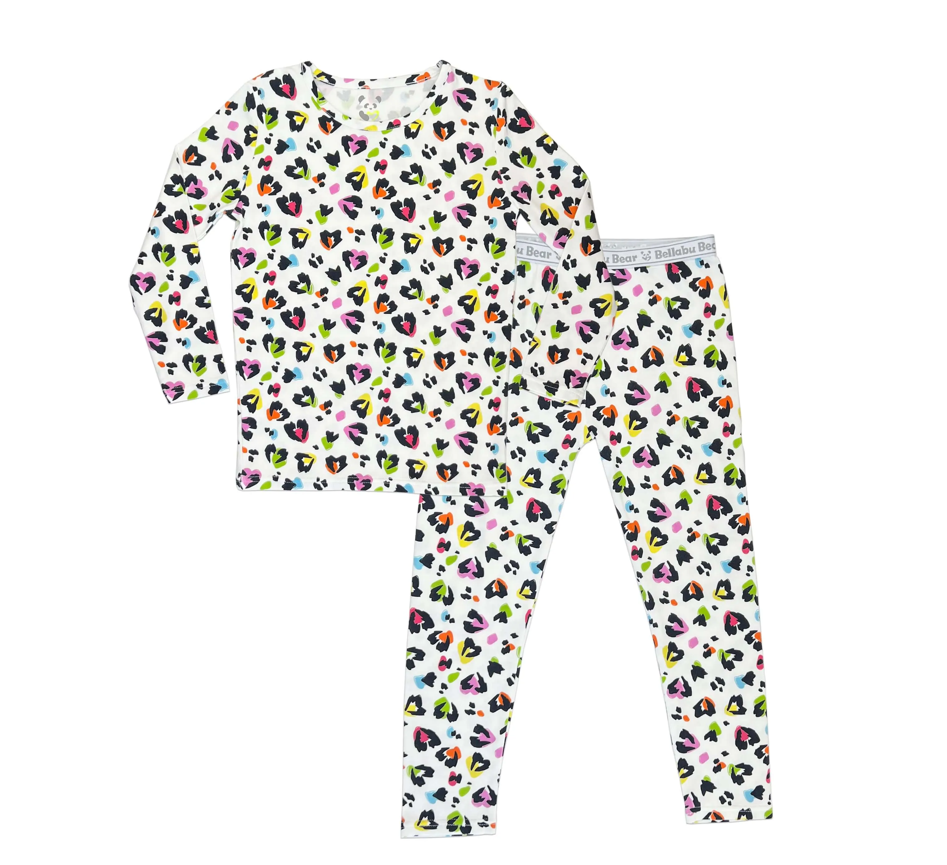 Kids Bamboo Pajamas in Rainbow Leopard design