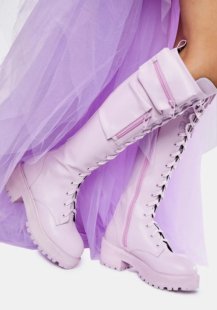 Lavender Obsidian Combat Boots