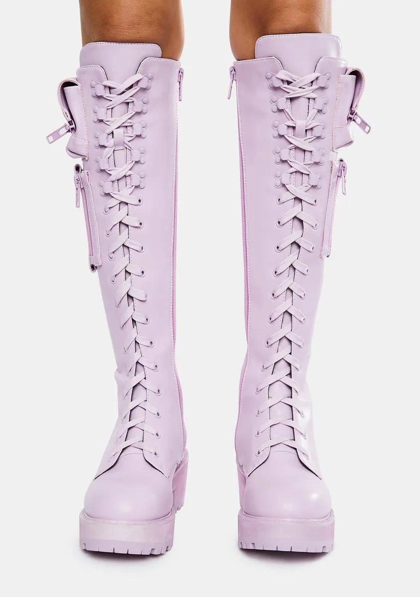 Lavender Obsidian Combat Boots